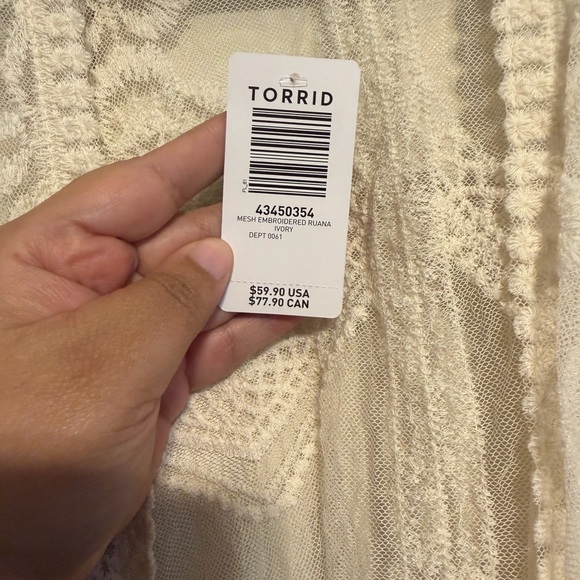 Torrid Cream Embroidered Mesh Ruana - Picture 7 of 7